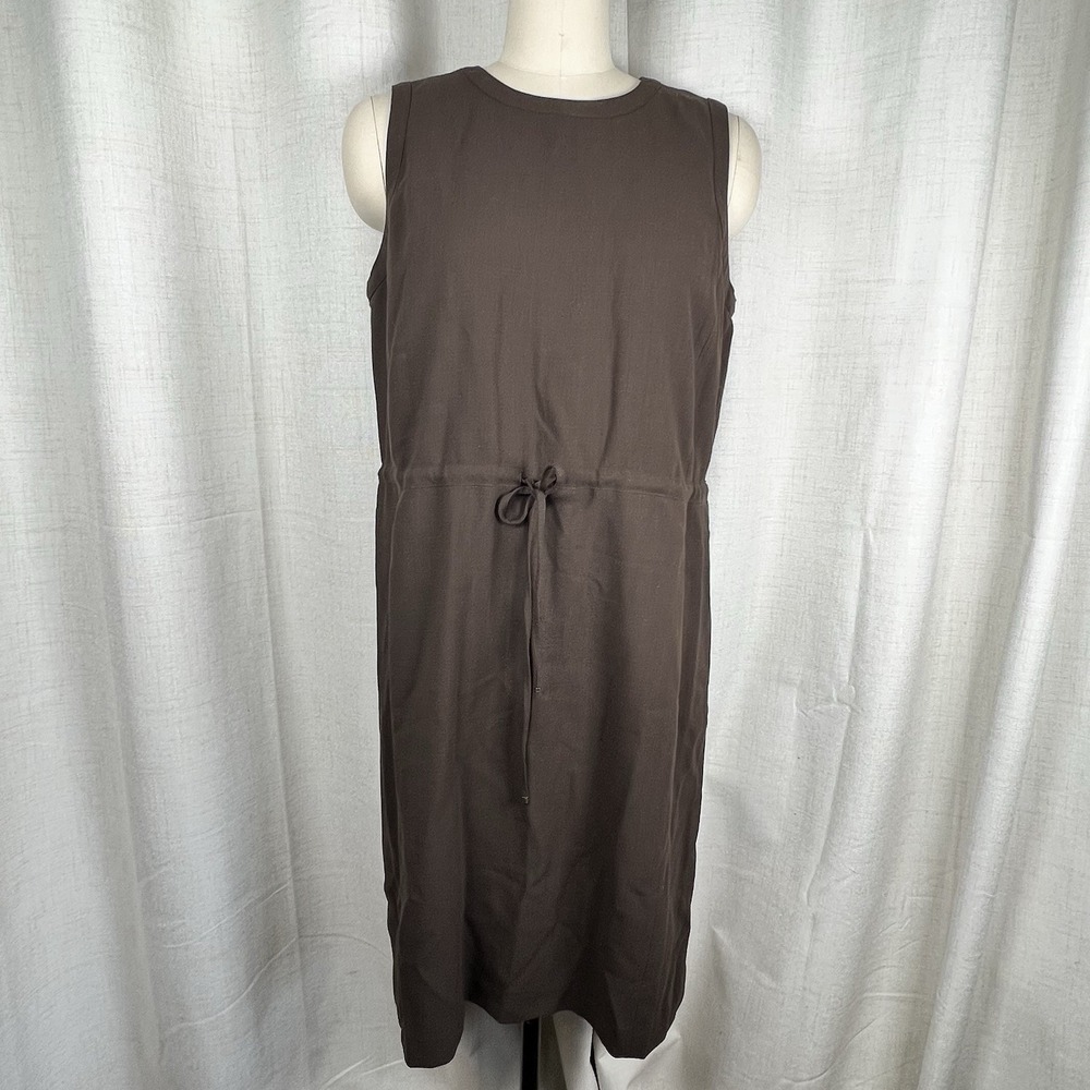 Talbots Wool‎ Blend Sleeveless Sheath Dress Chocolate Brown 12 Drawstring Waist